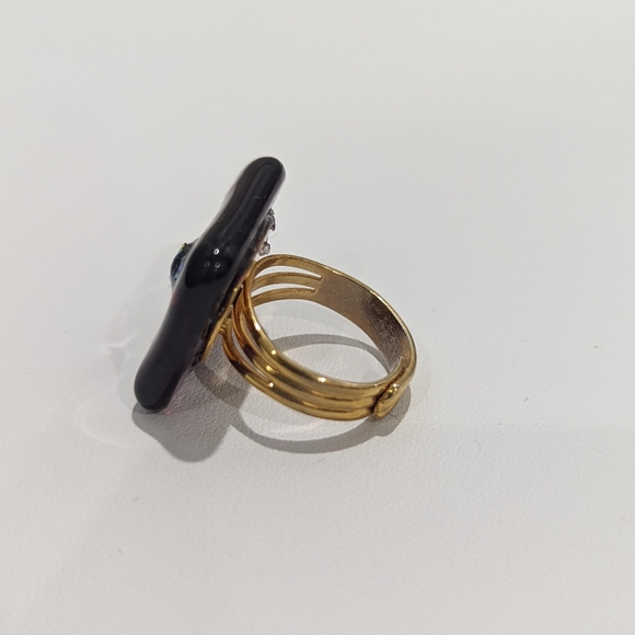 Artisan Handmade large glass statement ring with dichroic glass center - Picture 3 of 3